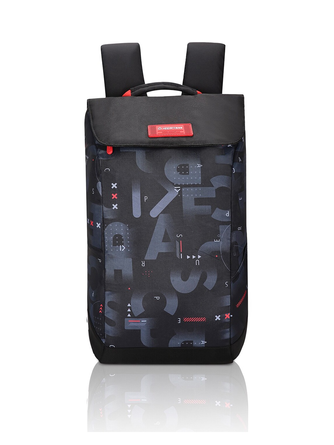 

uppercase Unisex Black & Red Typography Sustainable Backpack with Anti-Theft