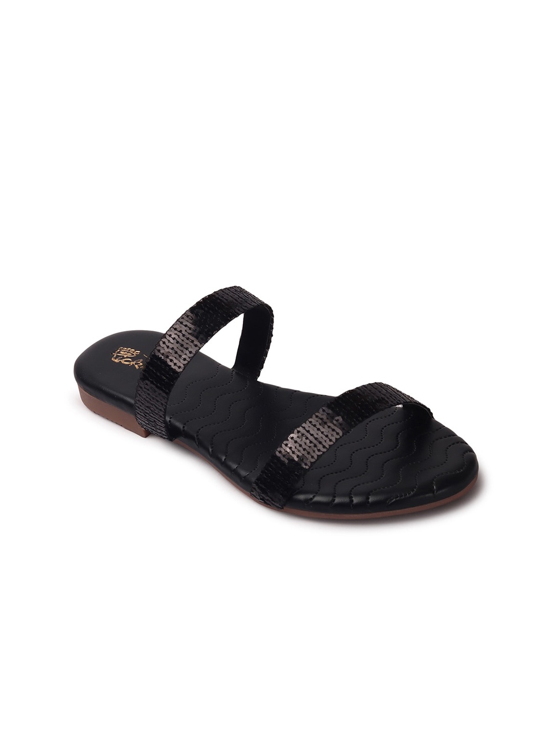 

Picktoes Women Black Open Toe Flats with Laser Cuts