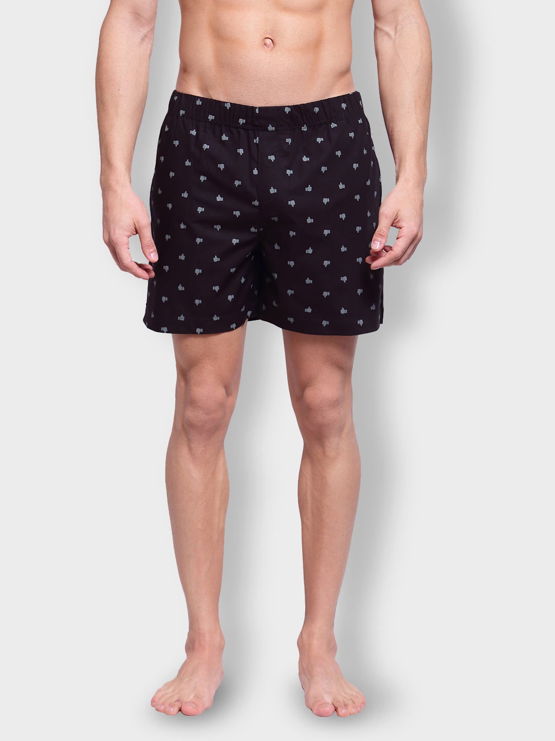 

Zoiro Men Printed Pure Cotton Boxer, Black