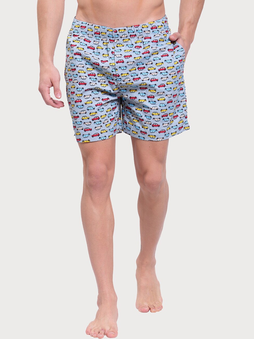 

Zoiro Men Printed Pure Cotton Boxer, Turquoise blue