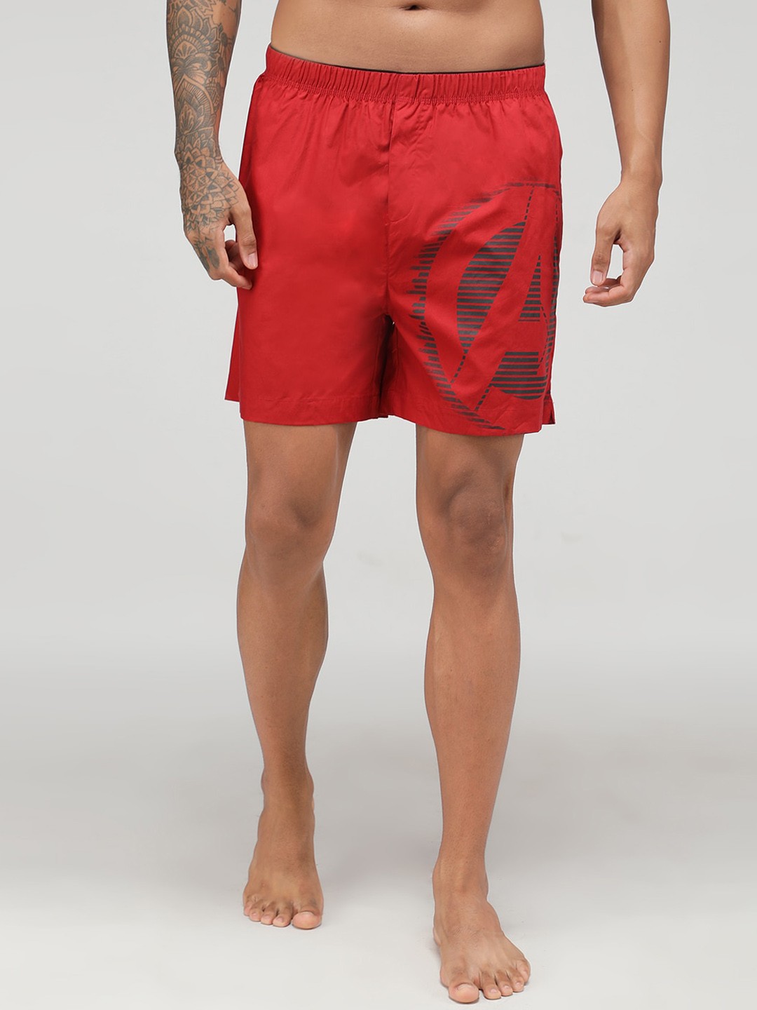 

Zoiro Men Avengers Printed Pure Cotton Boxer, Red