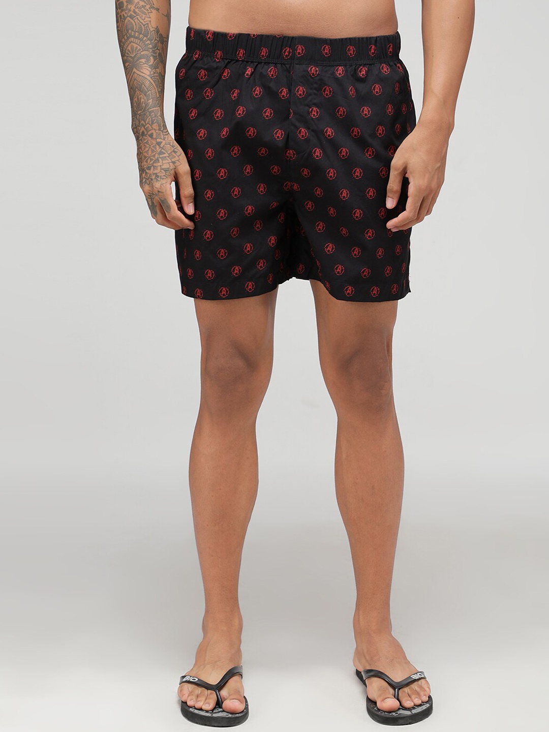 

Zoiro Men Avengers Printed Pure Cotton Boxers, Black