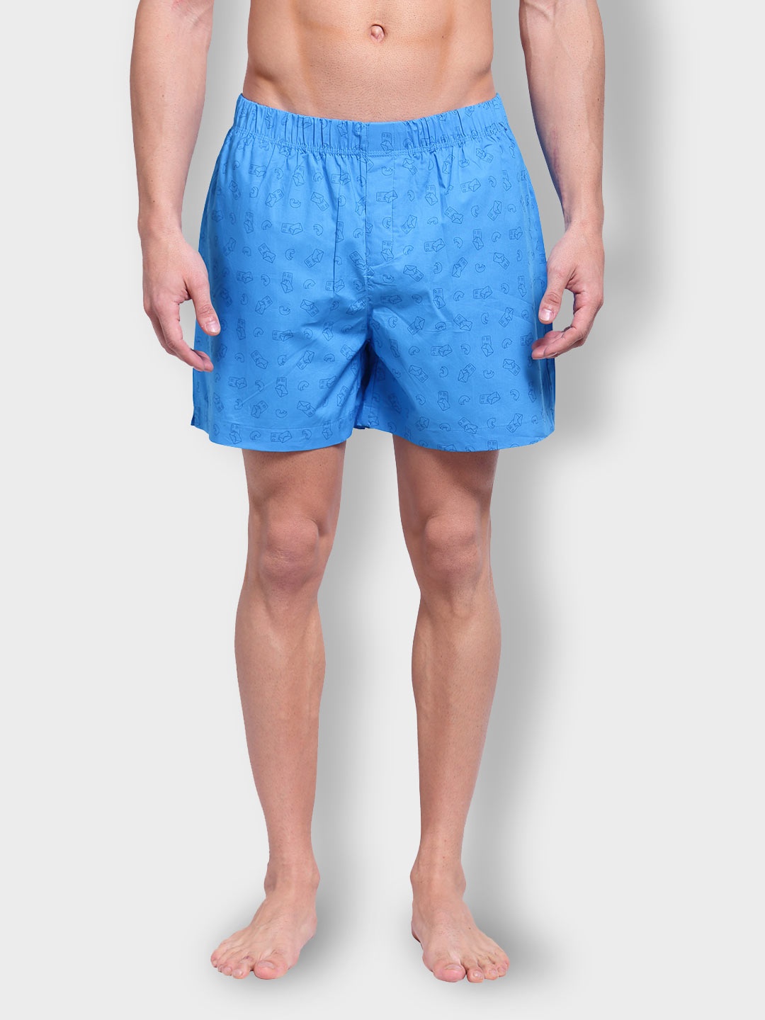 

Zoiro Men Printed Pure Cotton Boxers, Blue