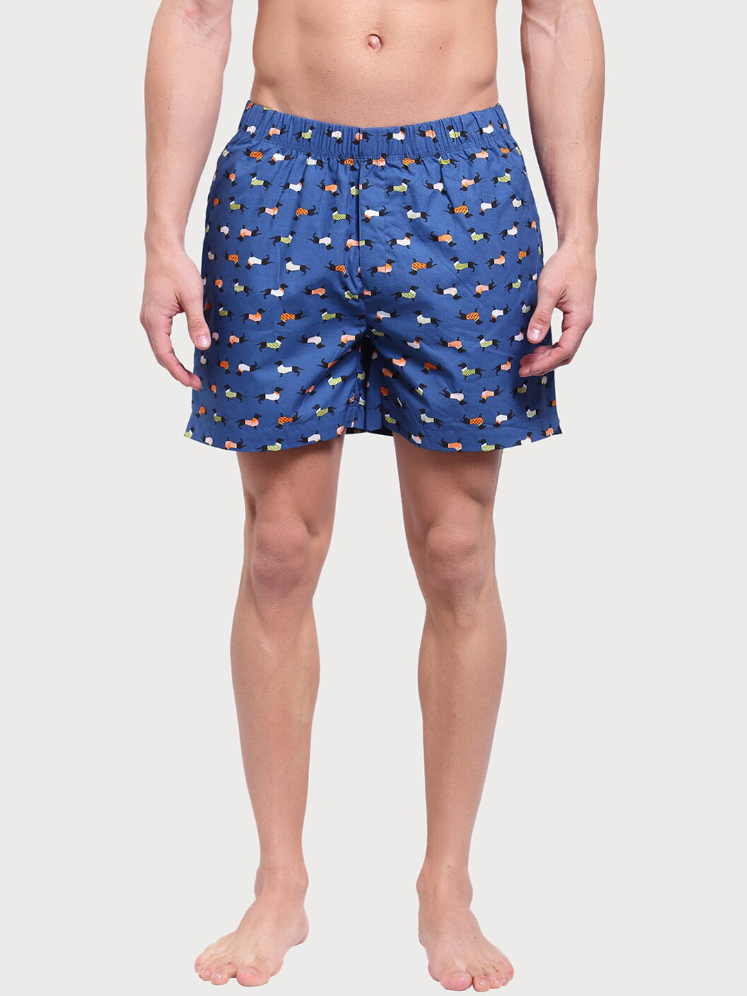 

Zoiro Men Printed Pure Cotton Boxers, Blue