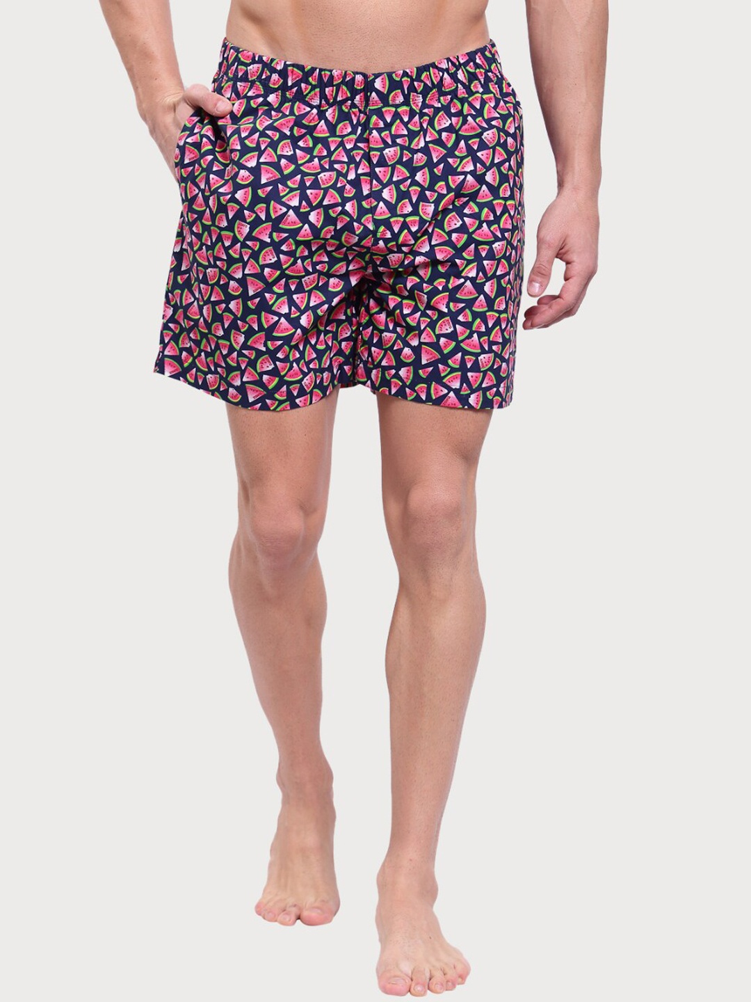 

Zoiro Men Printed Pure Cotton Boxers, Navy blue