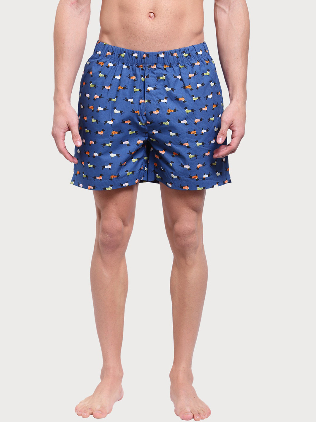 

Zoiro Men Printed Pure Cotton Boxer, Blue