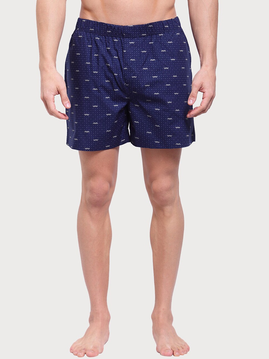 

Zoiro Men Printed Pure Cotton Boxer, Navy blue