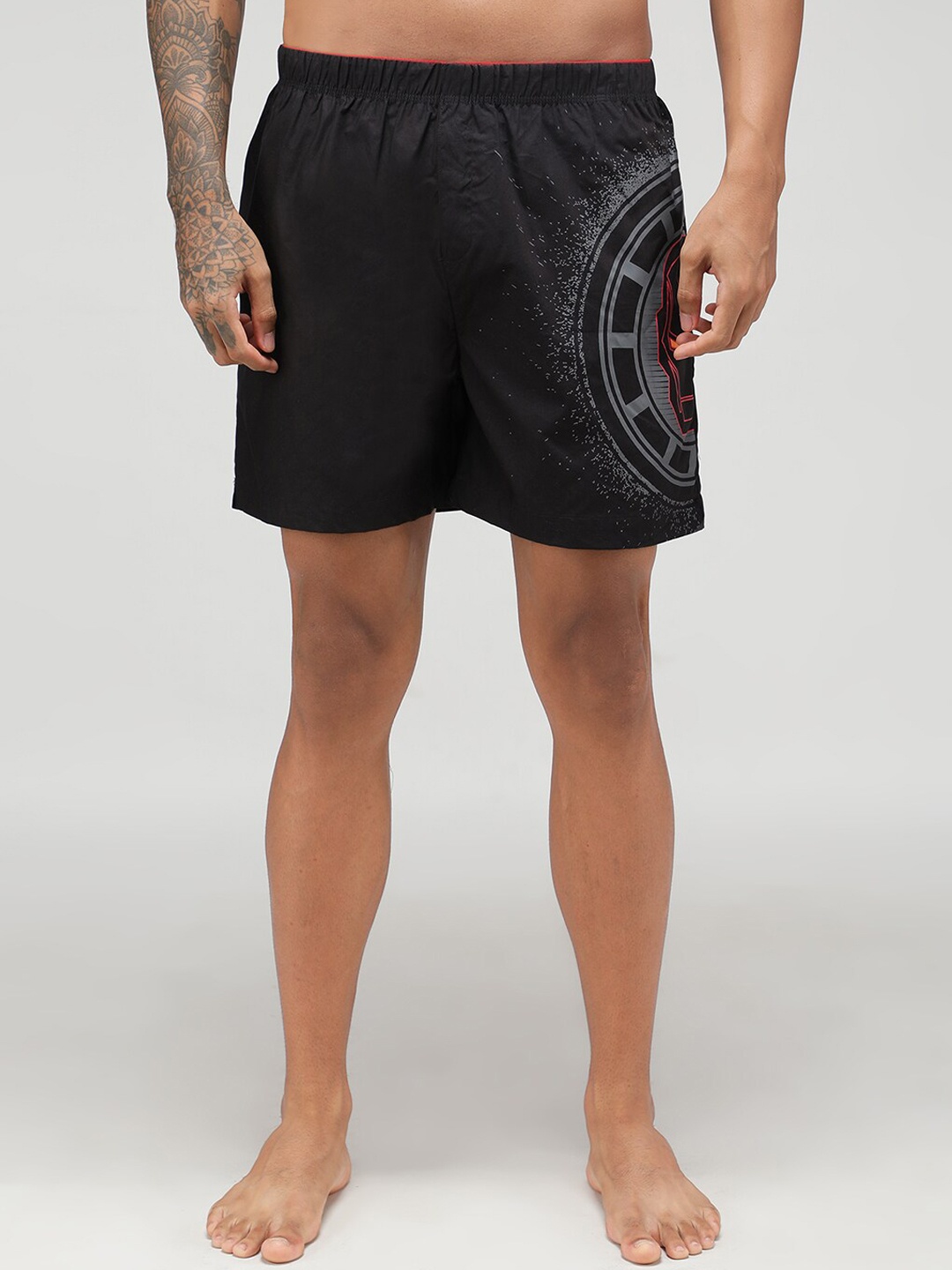 

Zoiro Men Iron Man Printed Pure Cotton Boxer, Black