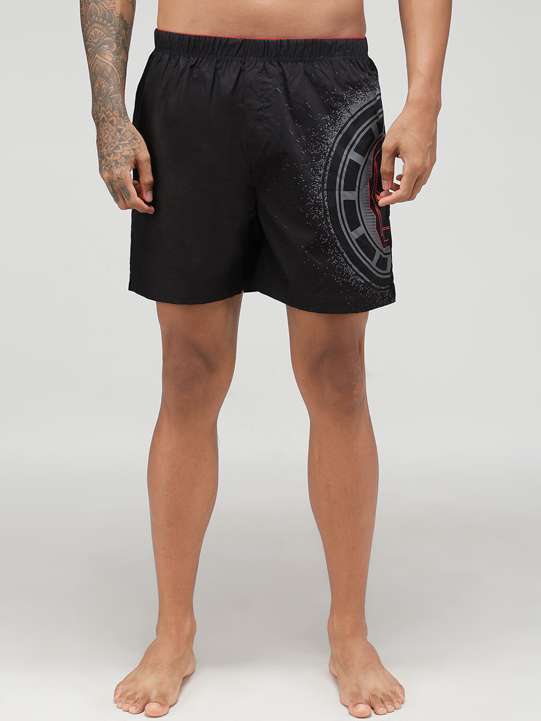 

Zoiro Men Iron Man Printed Pure Cotton Boxer, Black