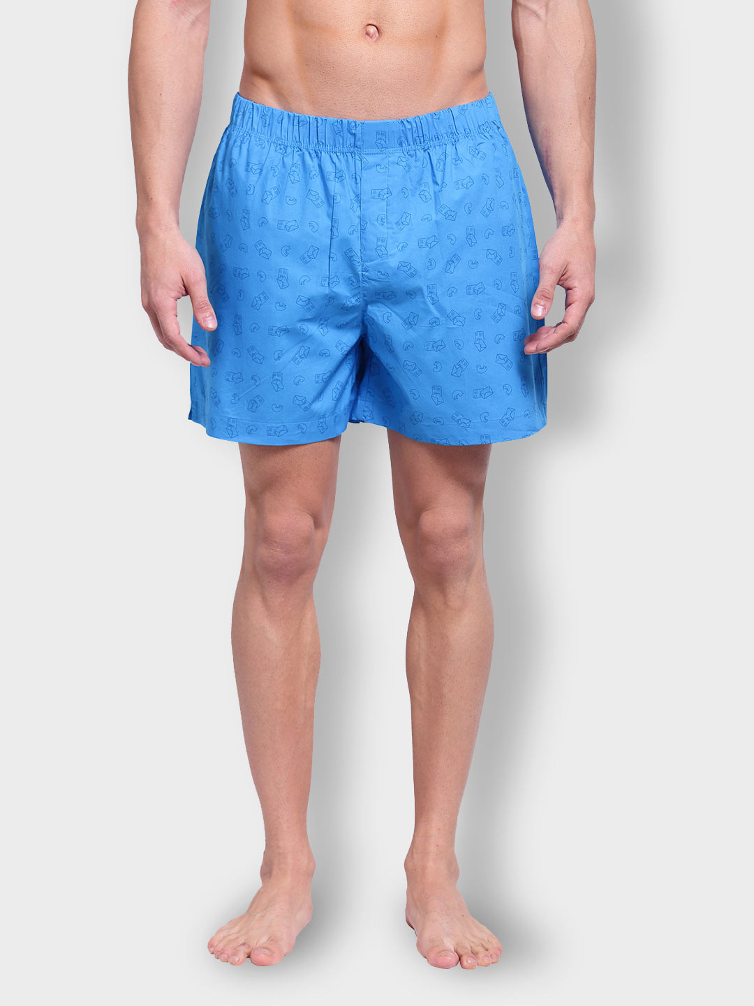 

Zoiro Men Printed Pure Cotton Boxer, Blue