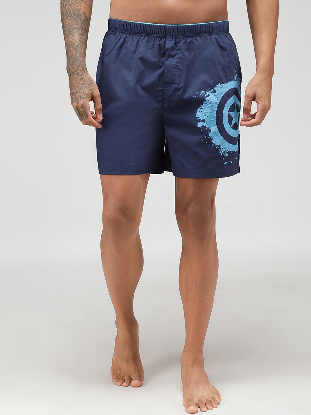 

Zoiro Men Captain America Printed Pure Cotton Boxer, Navy blue