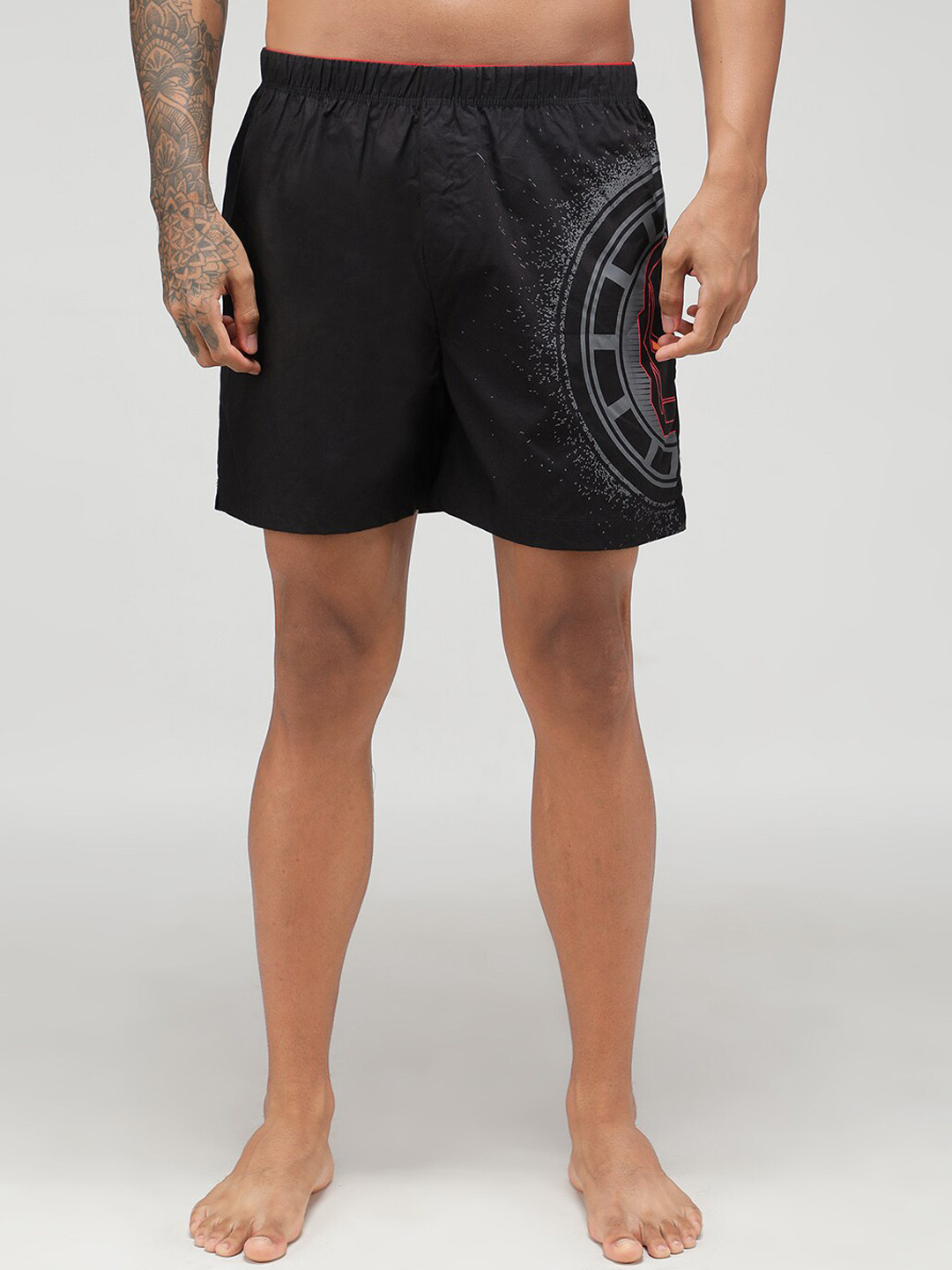

Zoiro Men Iron Man Printed Pure Cotton Boxer, Black