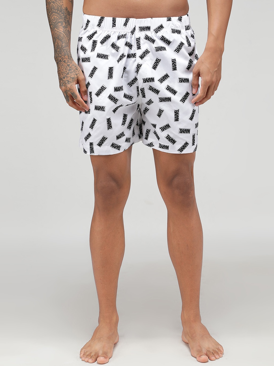 

Zoiro Men Marvel Printed Pure Cotton Boxers, White