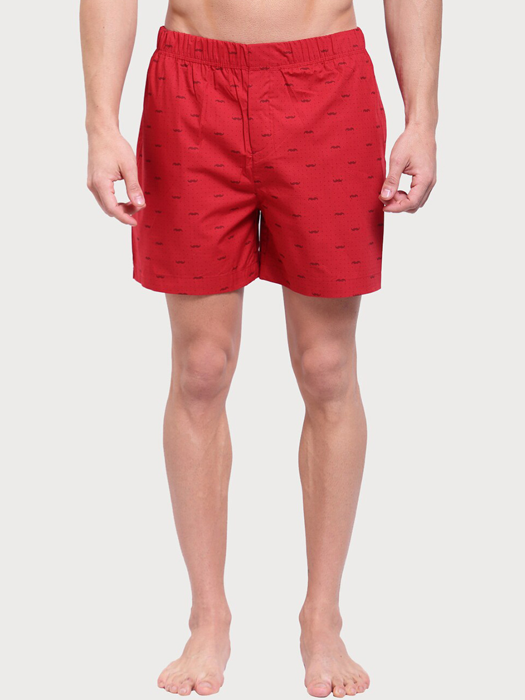 

Zoiro Men Printed Pure Cotton Boxers, Red