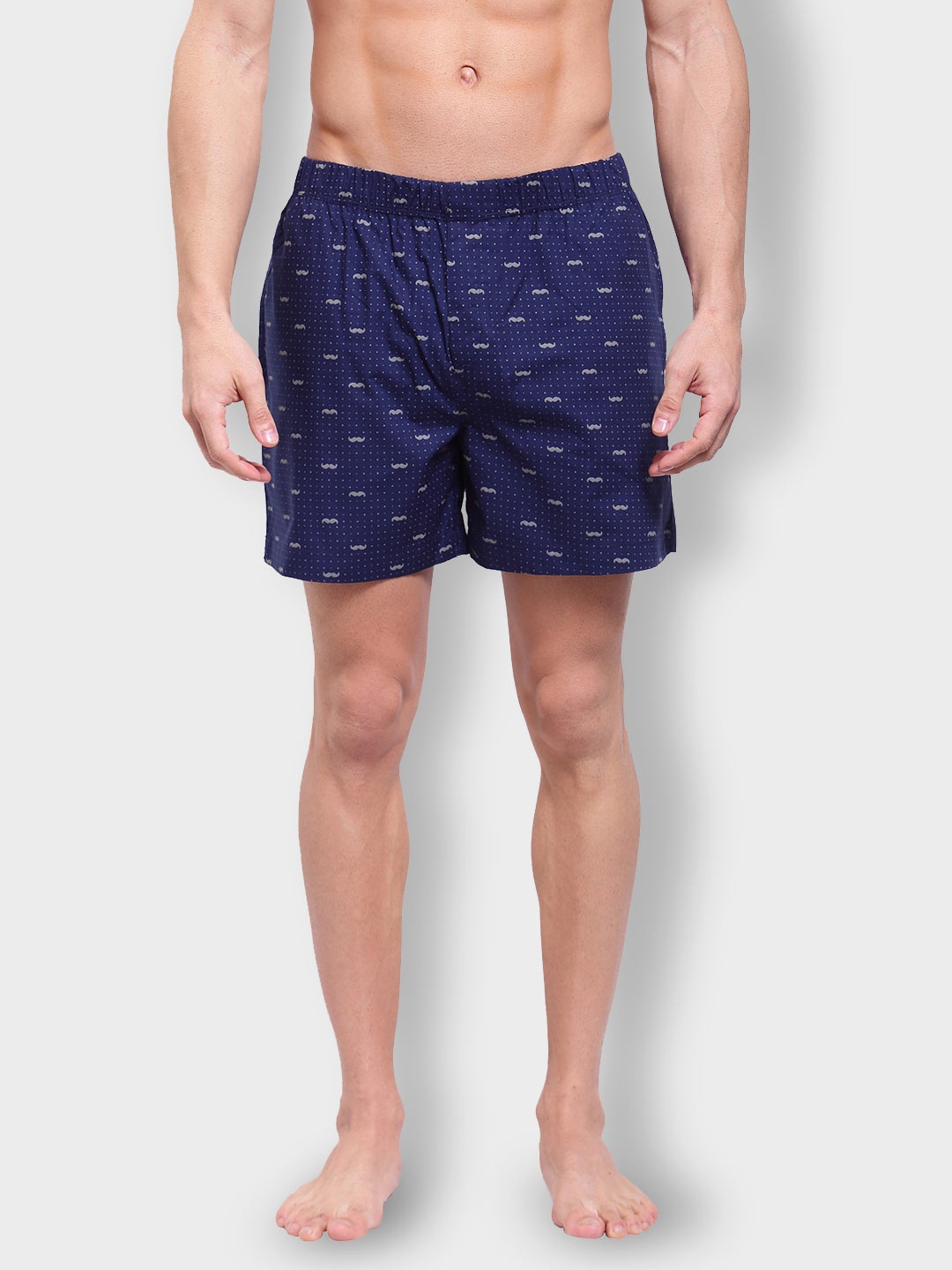 

Zoiro Men Printed Pure Cotton Boxers, Navy blue