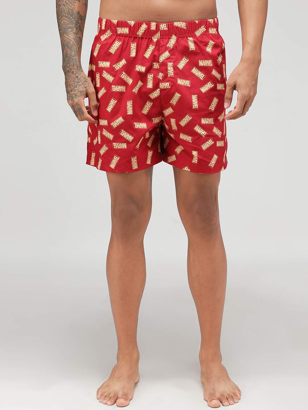 

Zoiro Men Marvel Printed Pure Cotton Boxers, Red