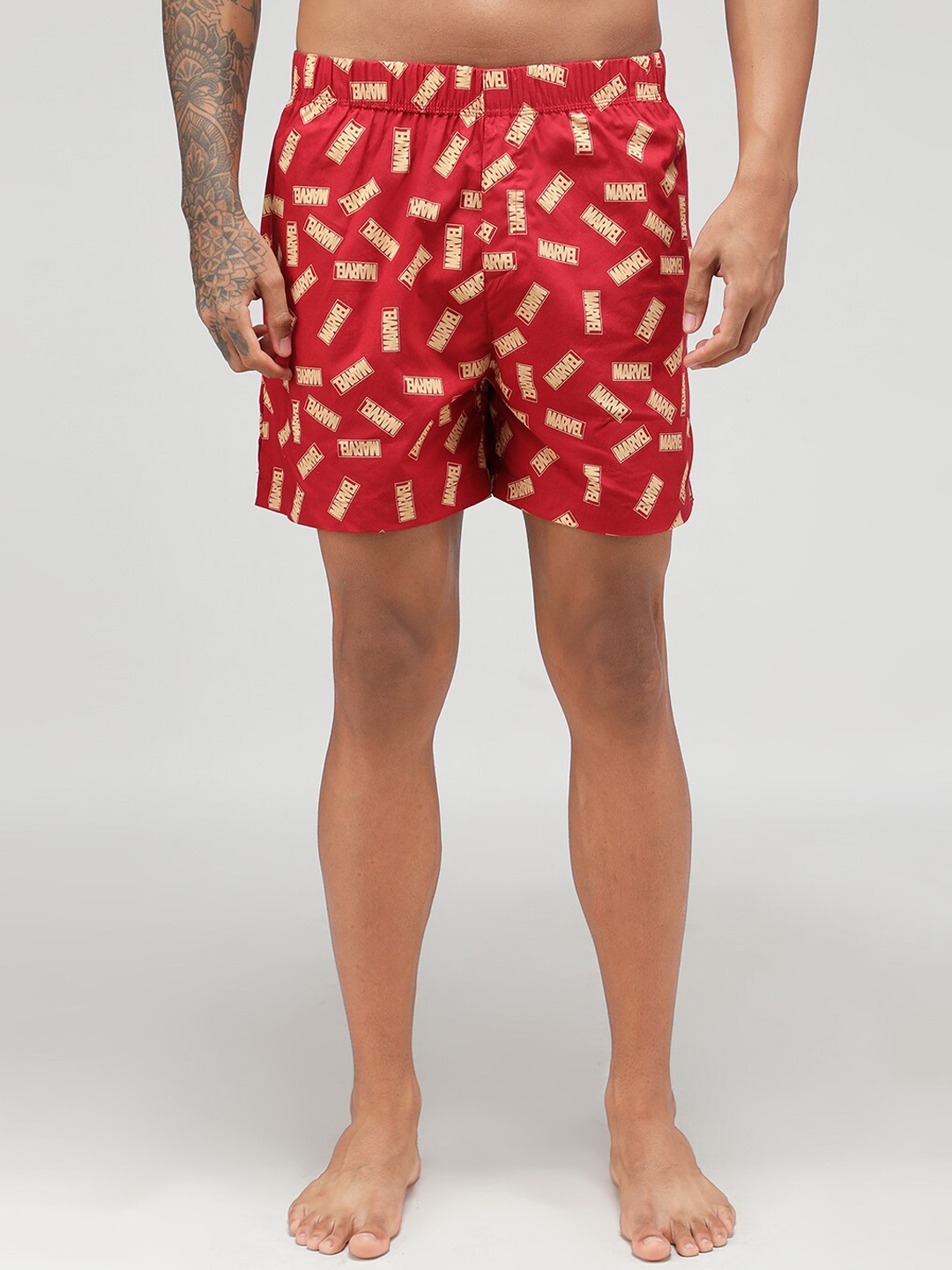 

Zoiro Men Marvel Printed Pure Cotton Boxers, Red