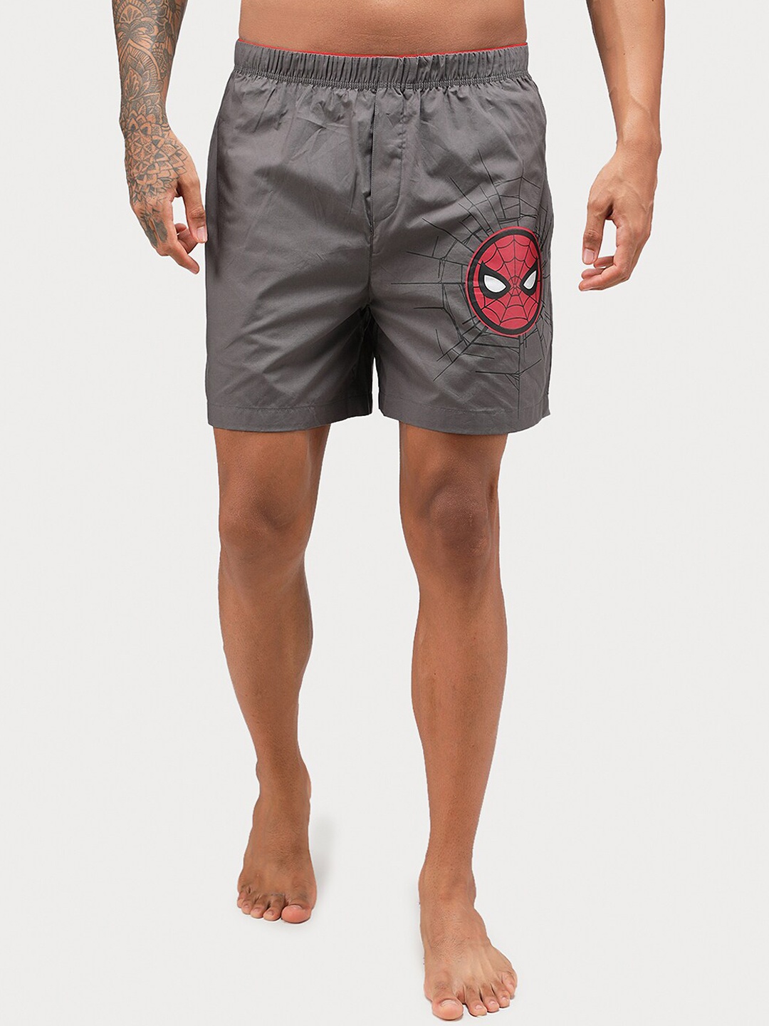 

Zoiro Men Spider-Man Printed Pure Cotton Boxer ZOIROMARVEL#M34, Grey