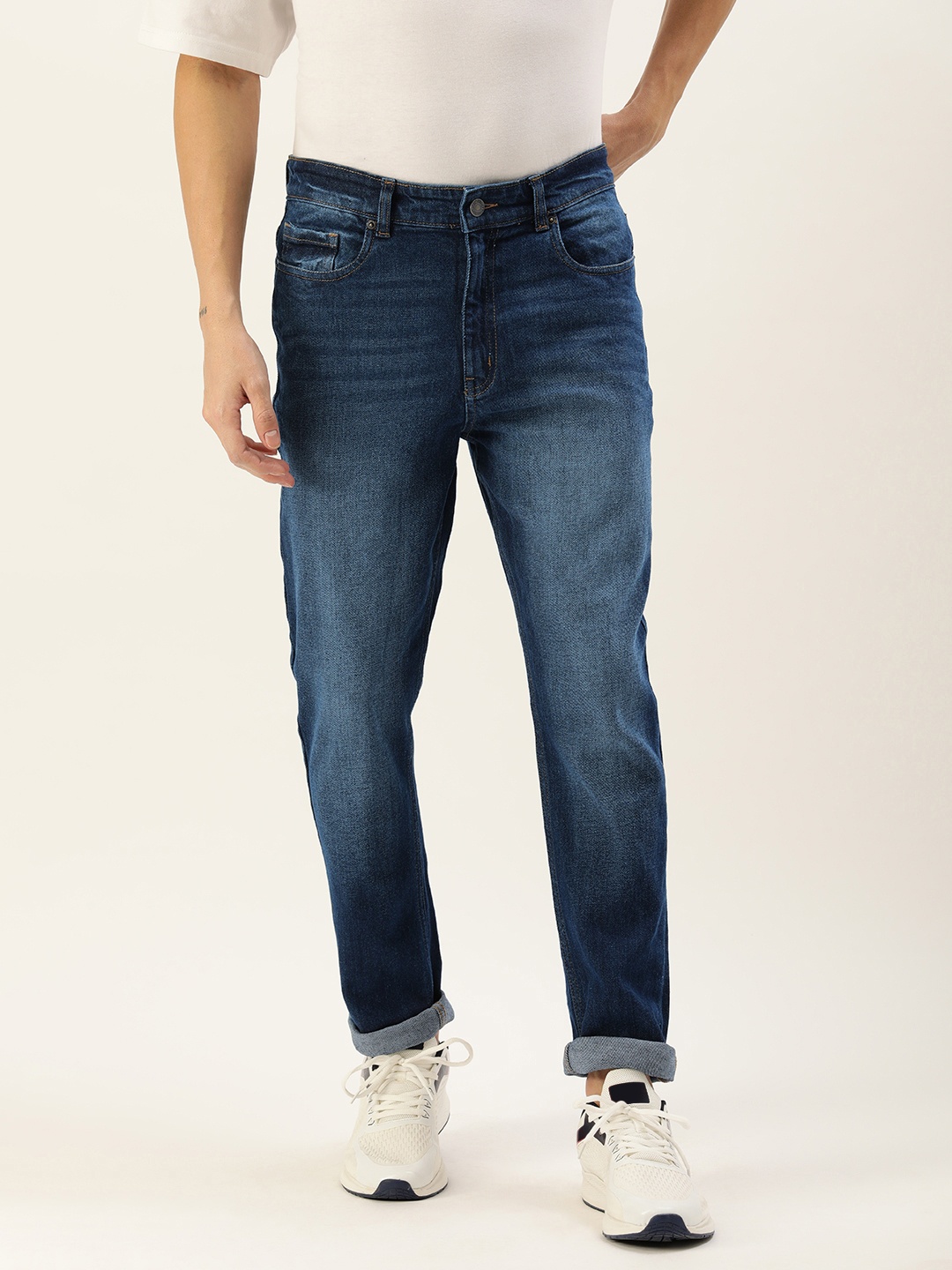 

FOREVER 21 Men Light Fade Mid-Rise Stretchable Jeans, Blue
