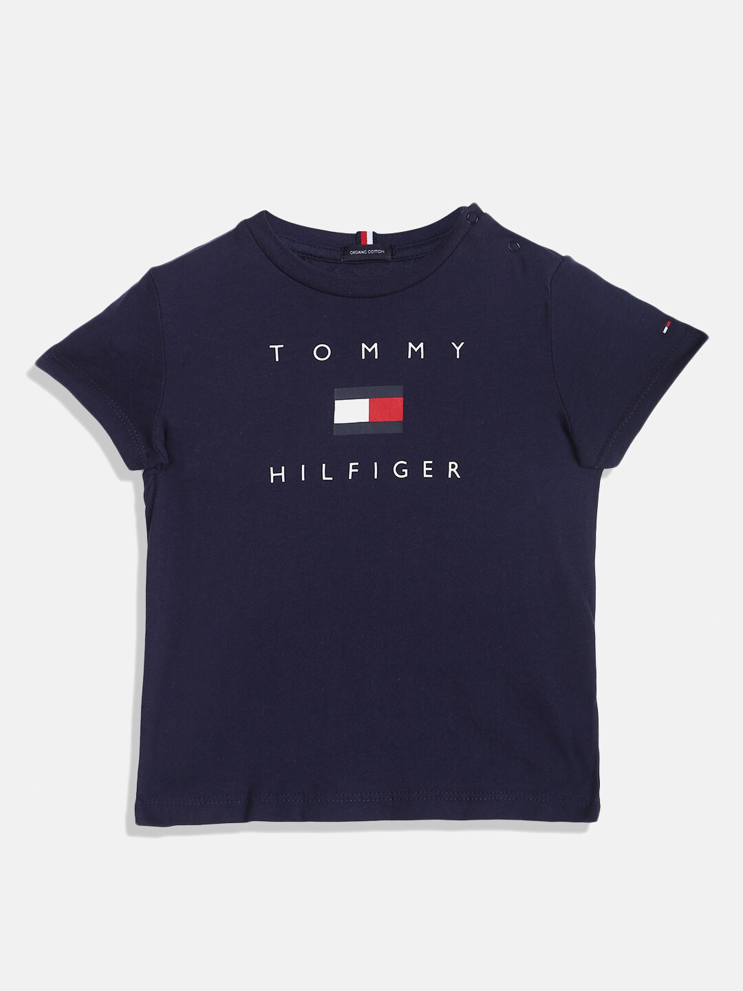 

Tommy Hilfiger Boys Navy Blue Printed Organic Cotton Applique T-shirt