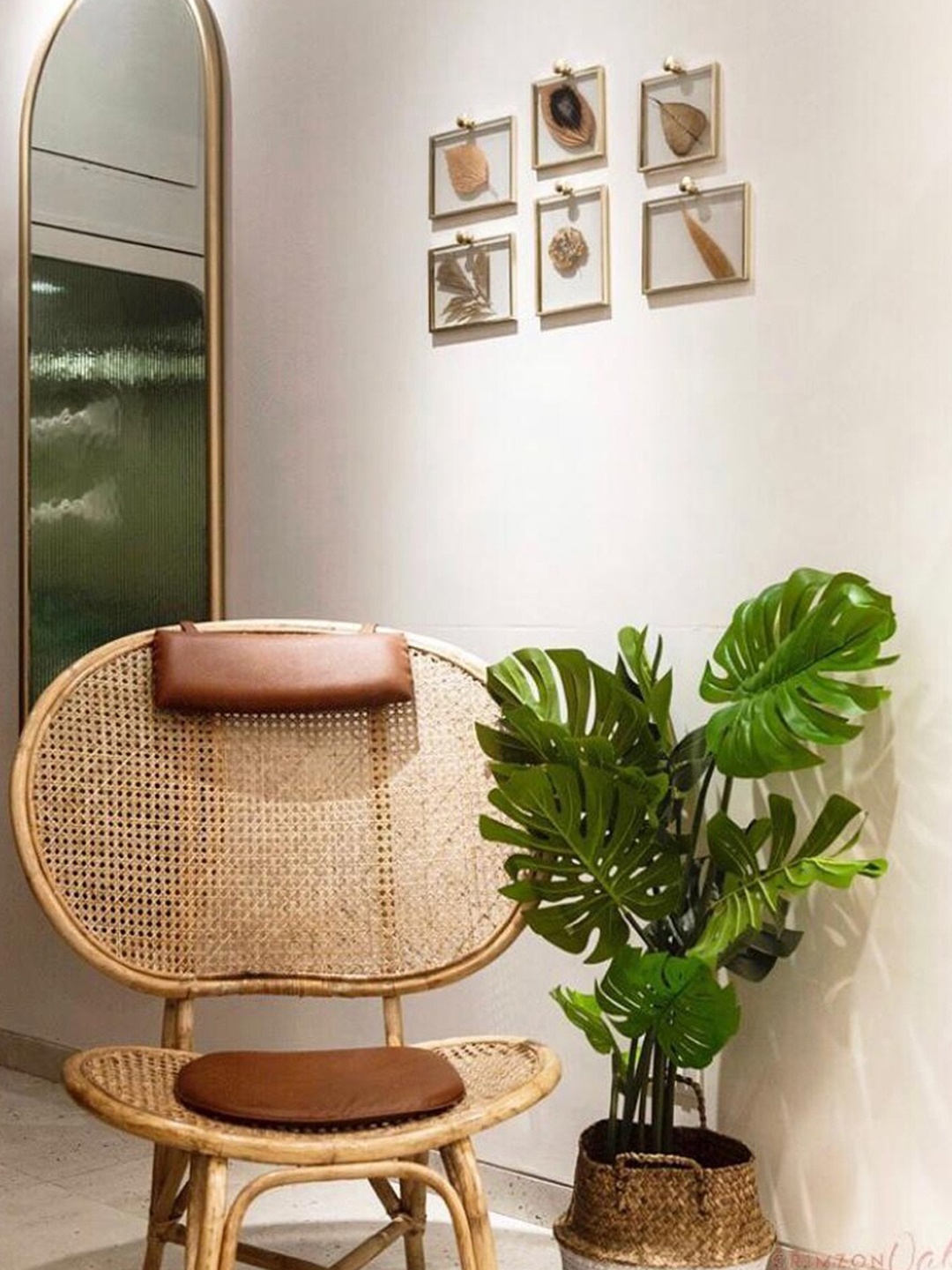 

Fourwalls Green Artificial Real Touch Monstera Plant With Pot