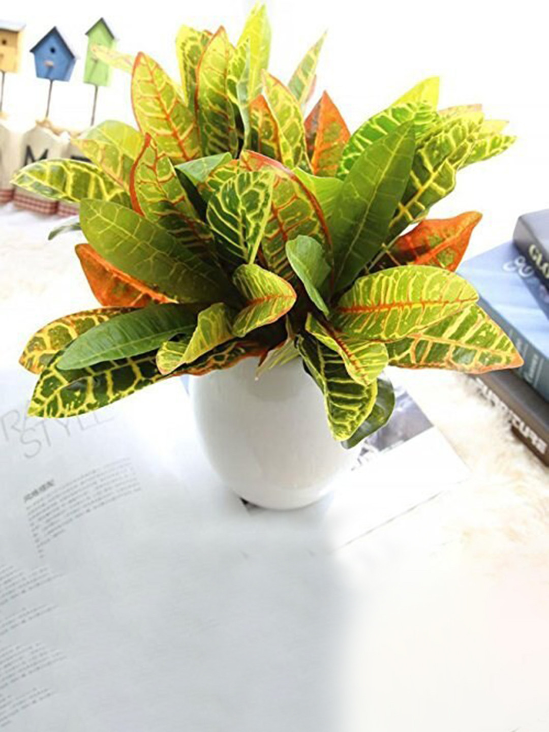 

Fourwalls Green Beautiful Artificial Croton Plant Without Pot