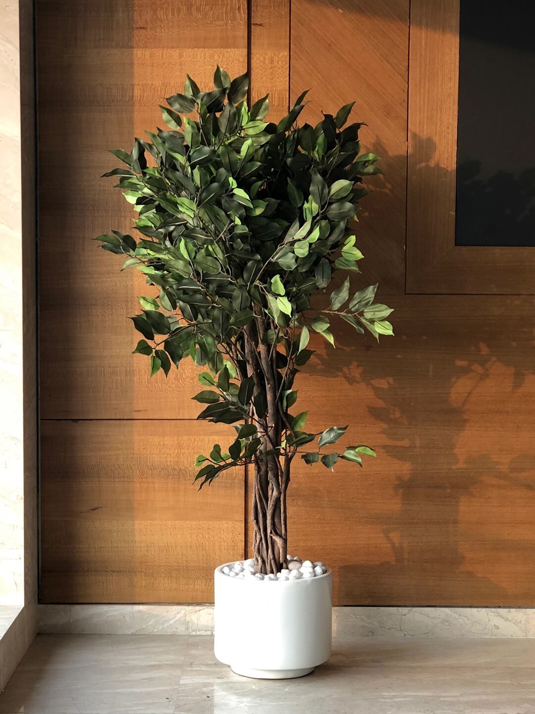 

Fourwalls Green Beautiful Artificial Fius Floor Plant Without Pot