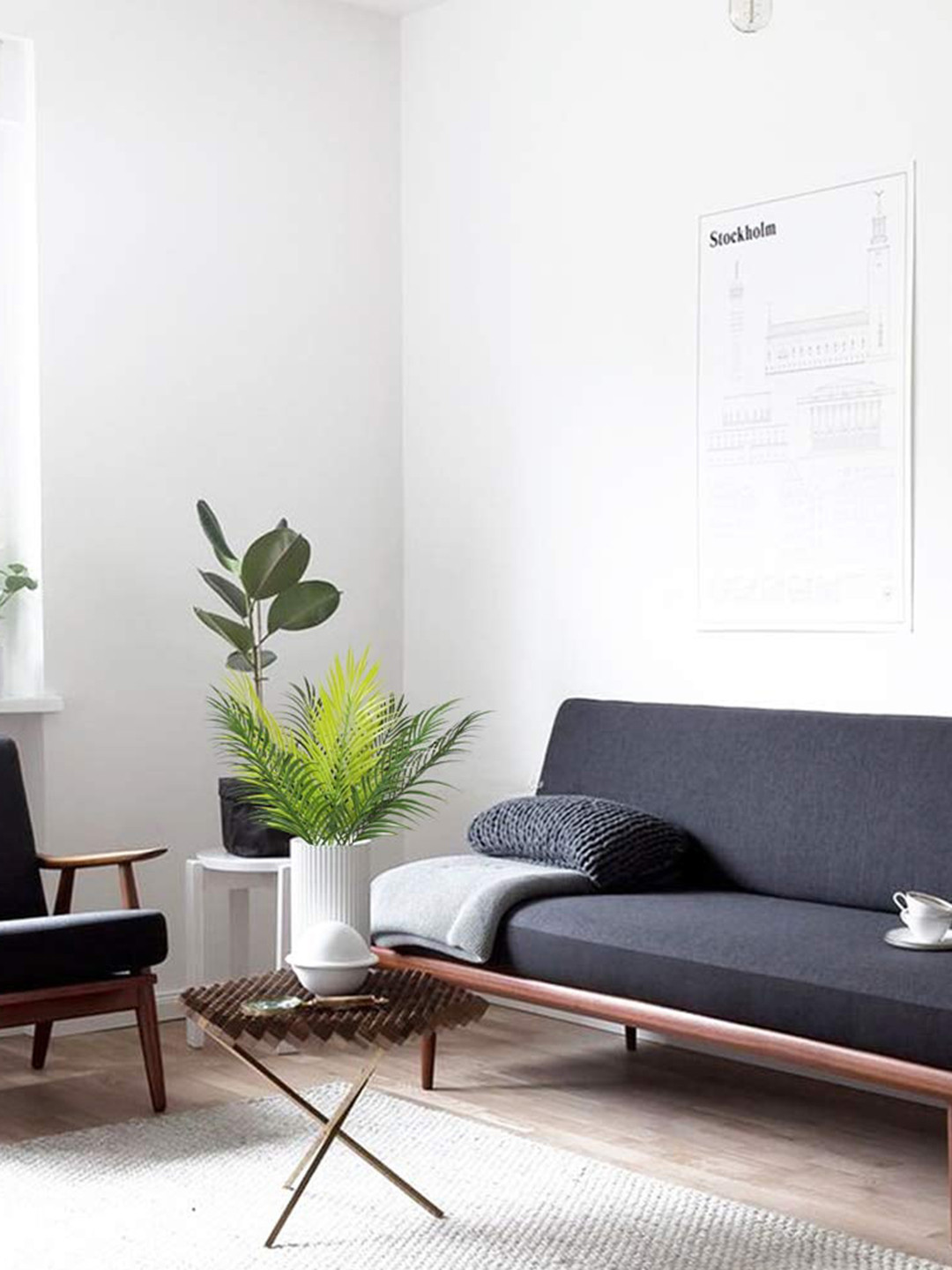 

Fourwalls Set Of 2 Green Fourwalls Beautiful Artificial Arica Floor Plant Without Pot