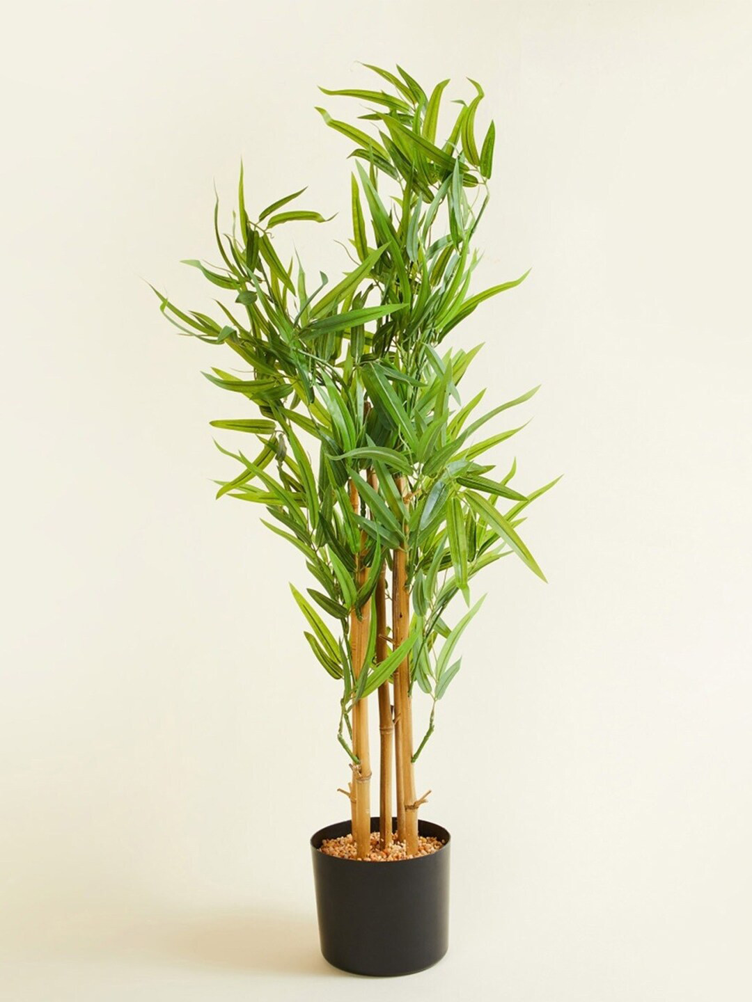 

Fourwalls Green & Black Artificial Real Touch Bamboo Plant With Plastic Pot