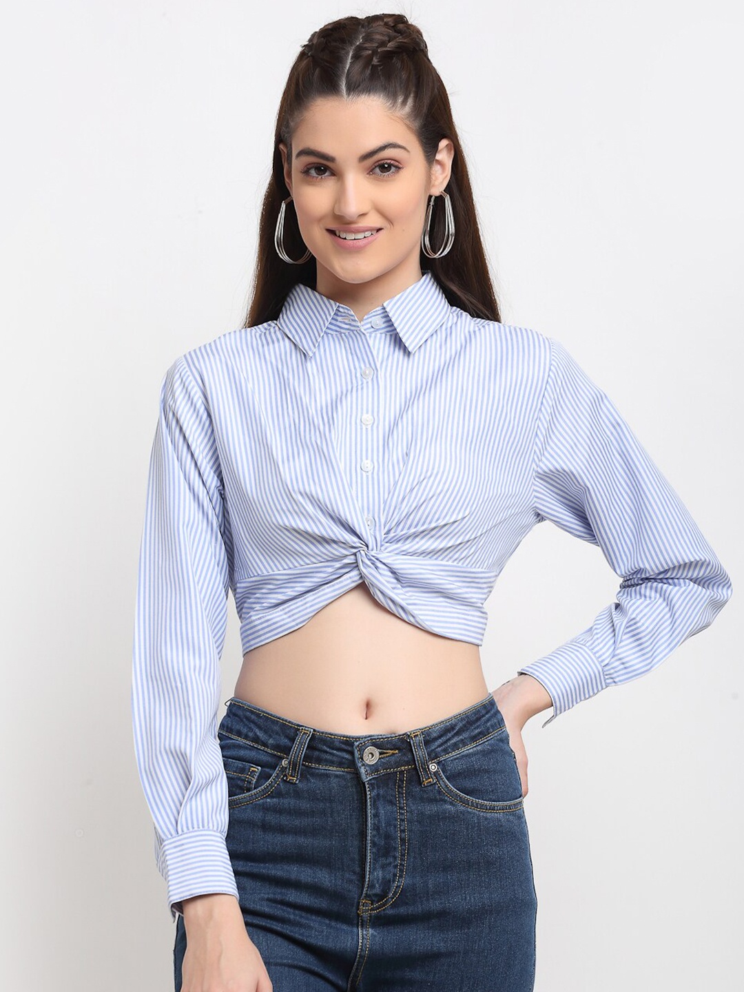 

DOOR74 Women Blue Casual Shirt