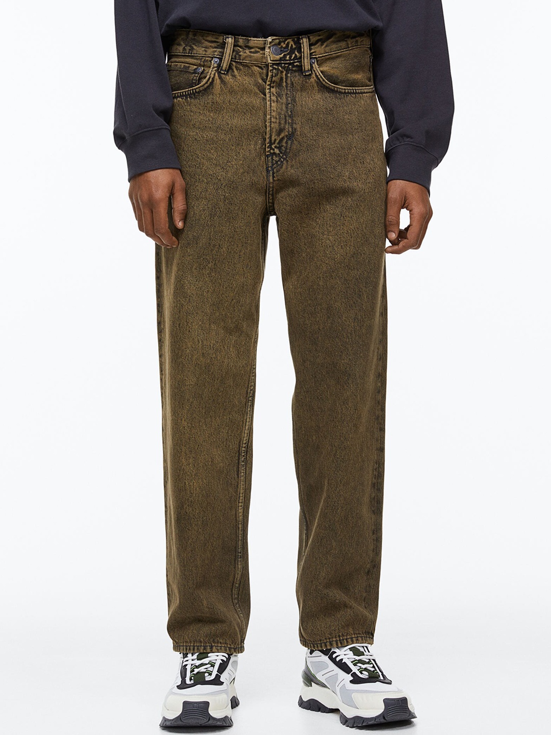 

H&M Men Loose Jeans, Olive