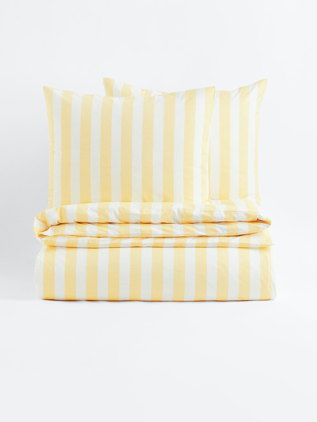 

H&M Yellow & White Striped Double Duvet Cover Set