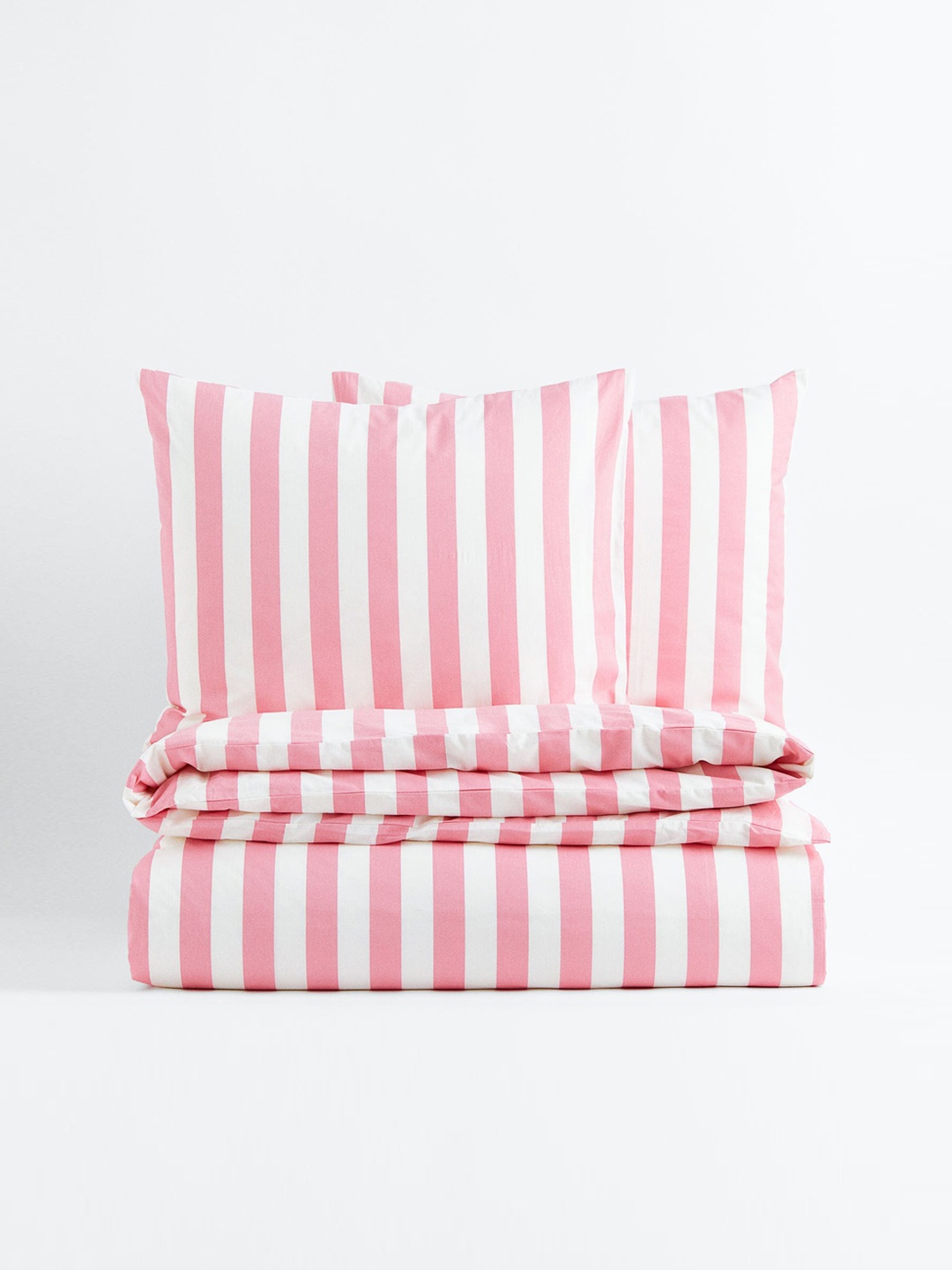 

H&M Pink & White Striped Double Duvet Cover Set