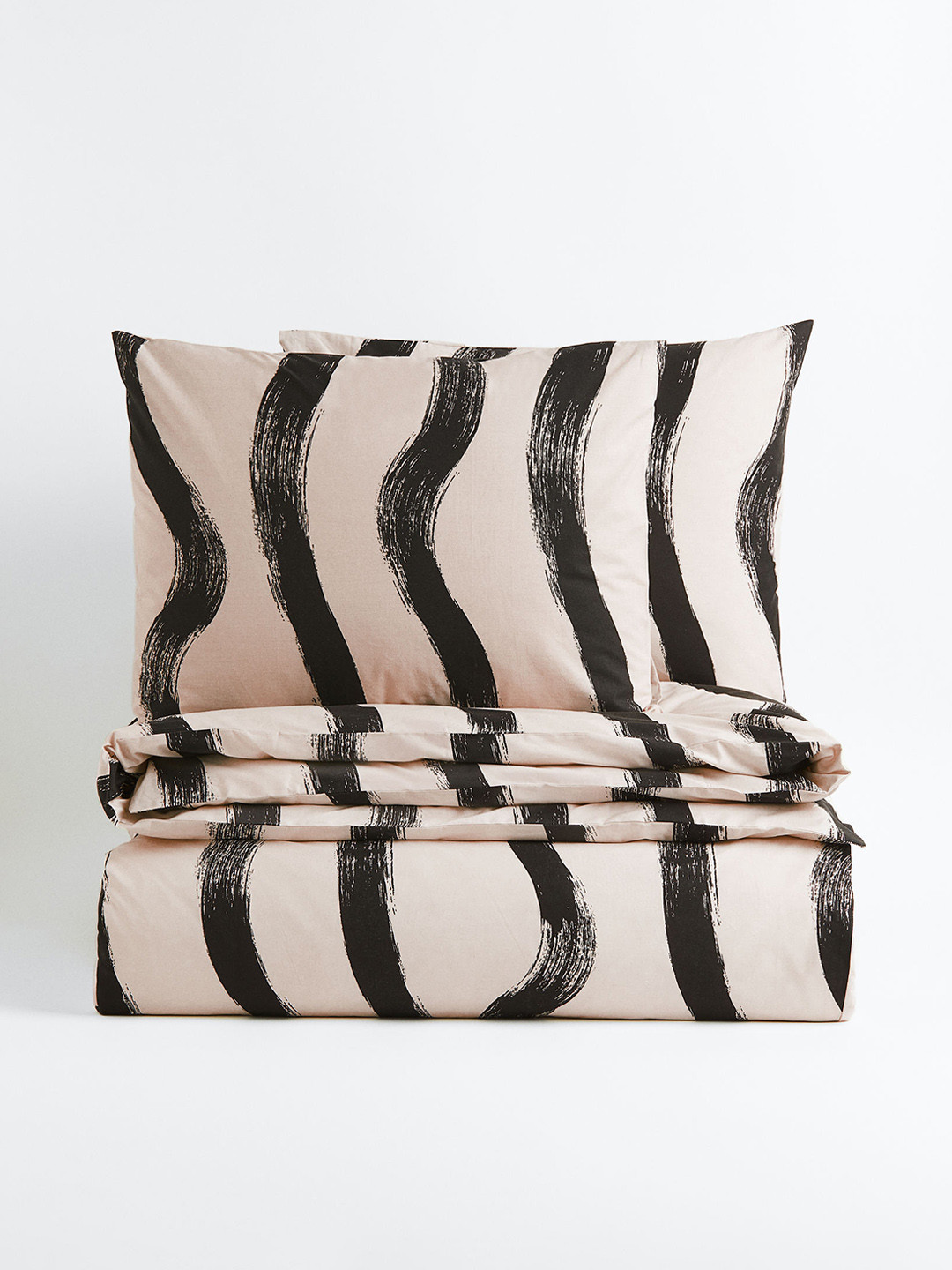 

H&M Off White & Black Patterned Cotton Double Duvet Cover Set