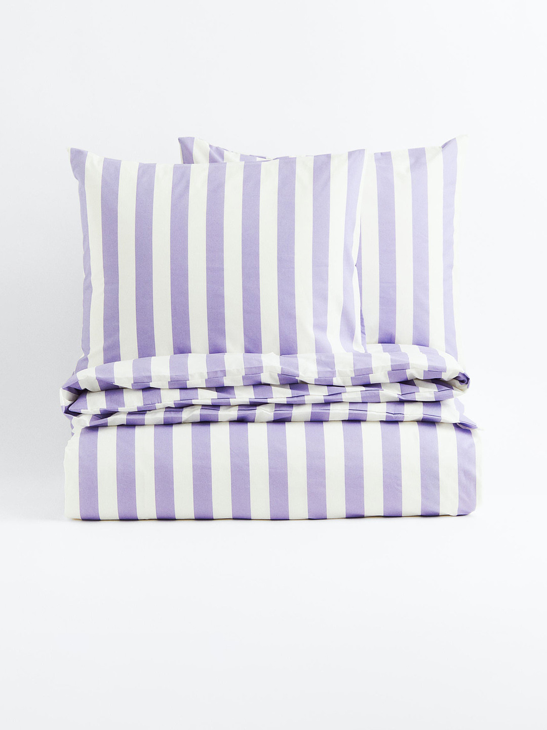 

H&M Purple & White Striped Double Duvet Cover Set