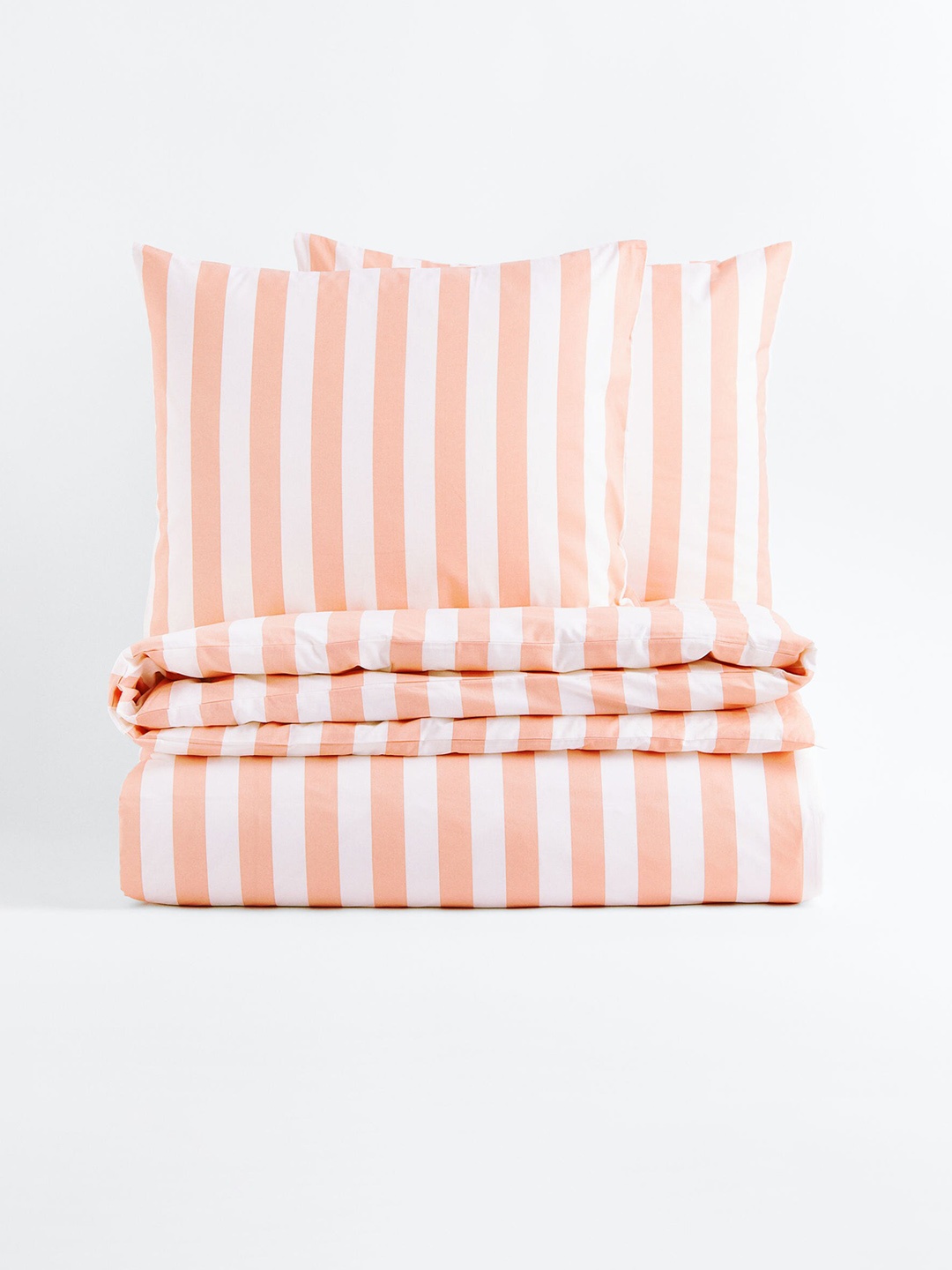 

H&M Orange & White Striped Double Duvet Cover Set