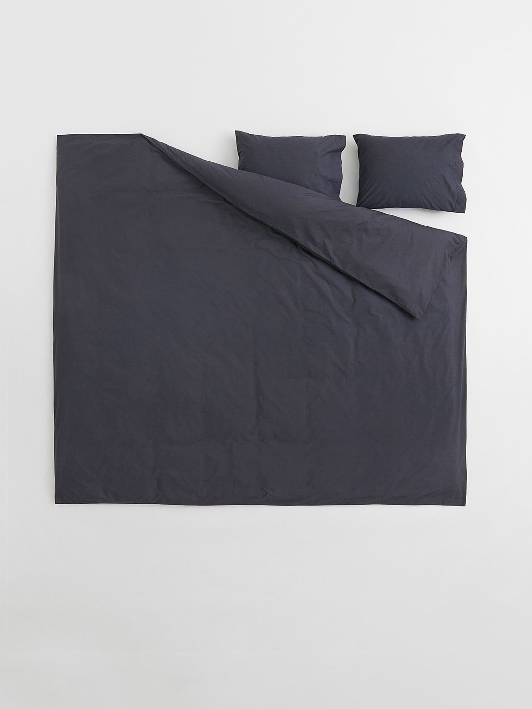 

H&M Grey Cotton Percale Double/king Duvet Cover Set