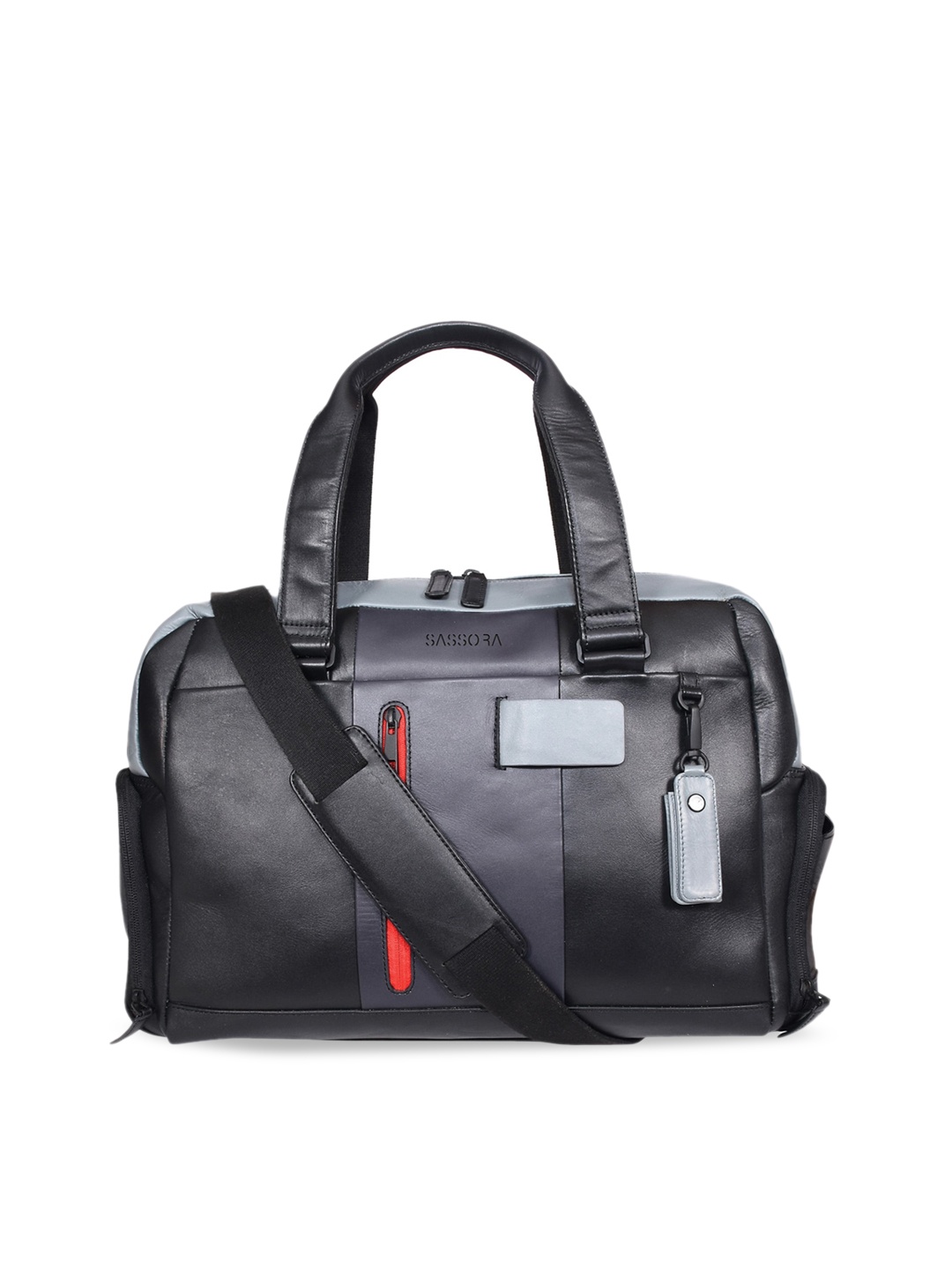 

Sassora Genuine Leather Large Duffel Bag, Black