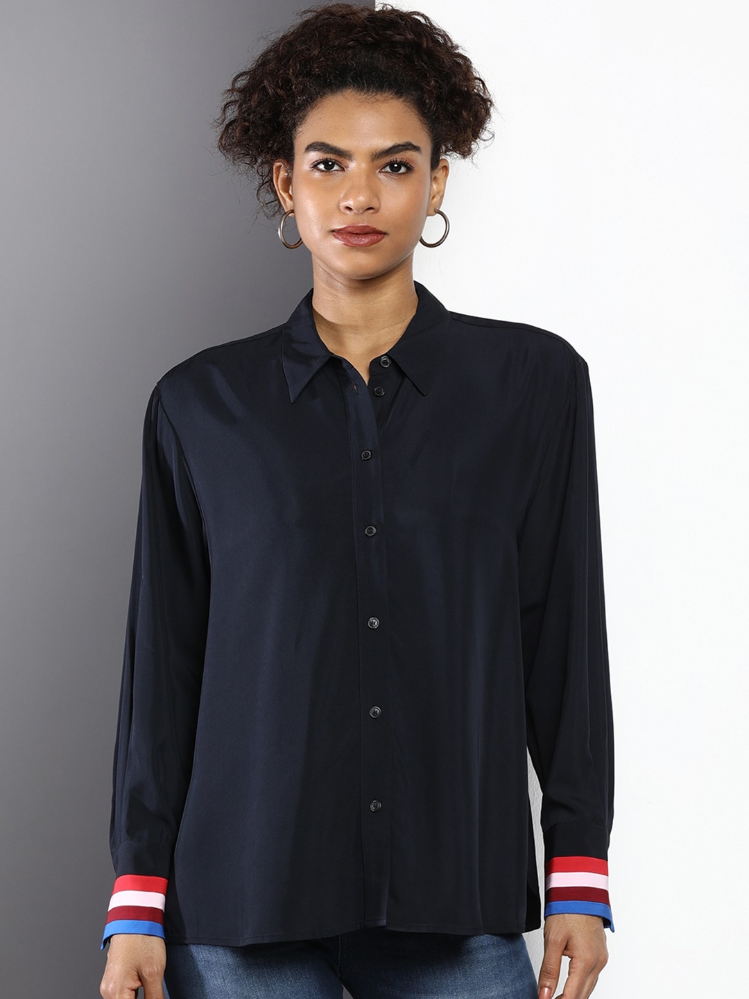 

Tommy Hilfiger Women Navy Blue Slim Fit Casual Shirt