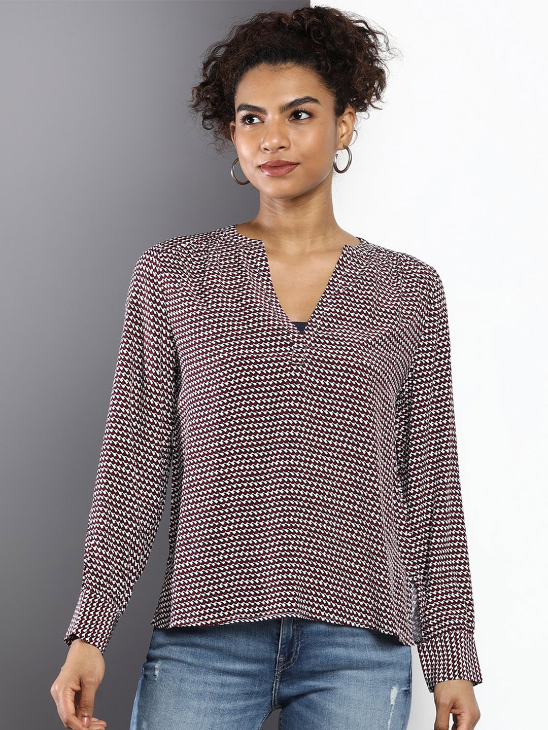 

Tommy Hilfiger Cuffed Sleeve Top, Red
