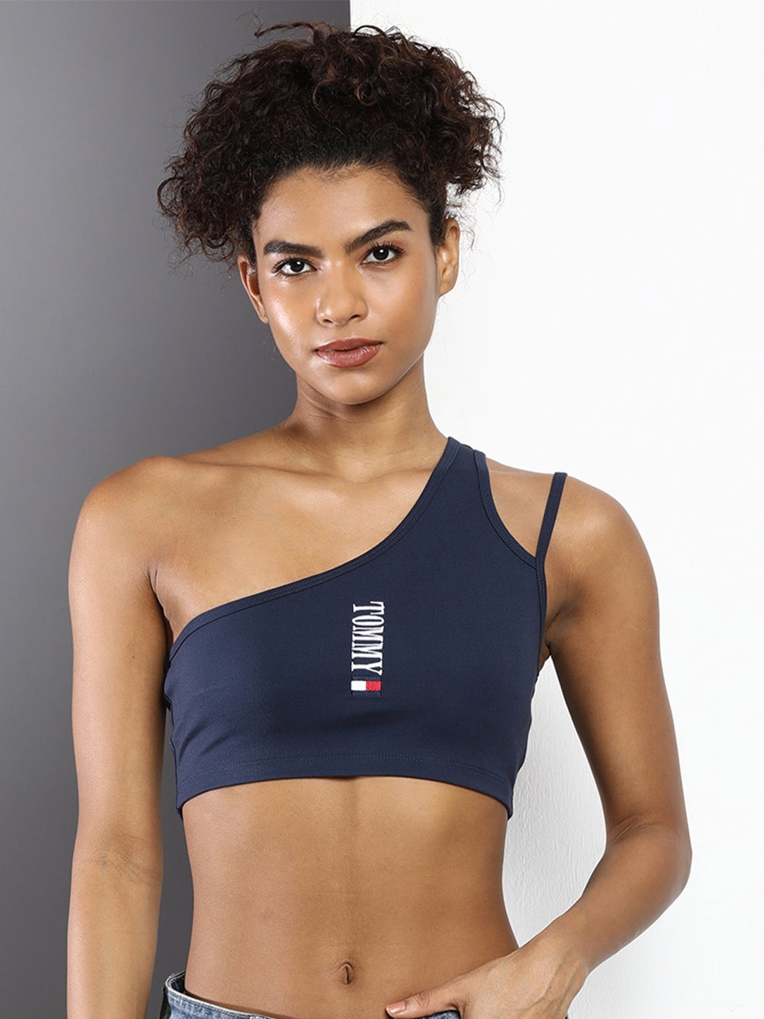 

Tommy Hilfiger One Shoulder Bralette Crop Top, Navy blue