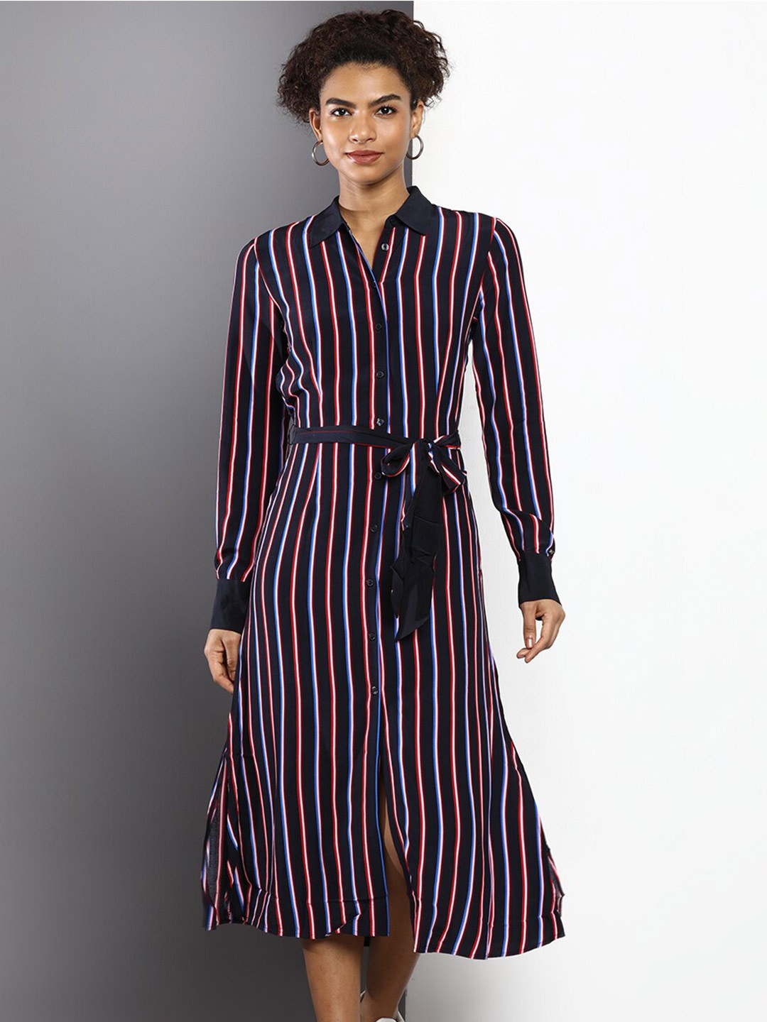 

Tommy Hilfiger Striped Shirt Midi Dress, Blue