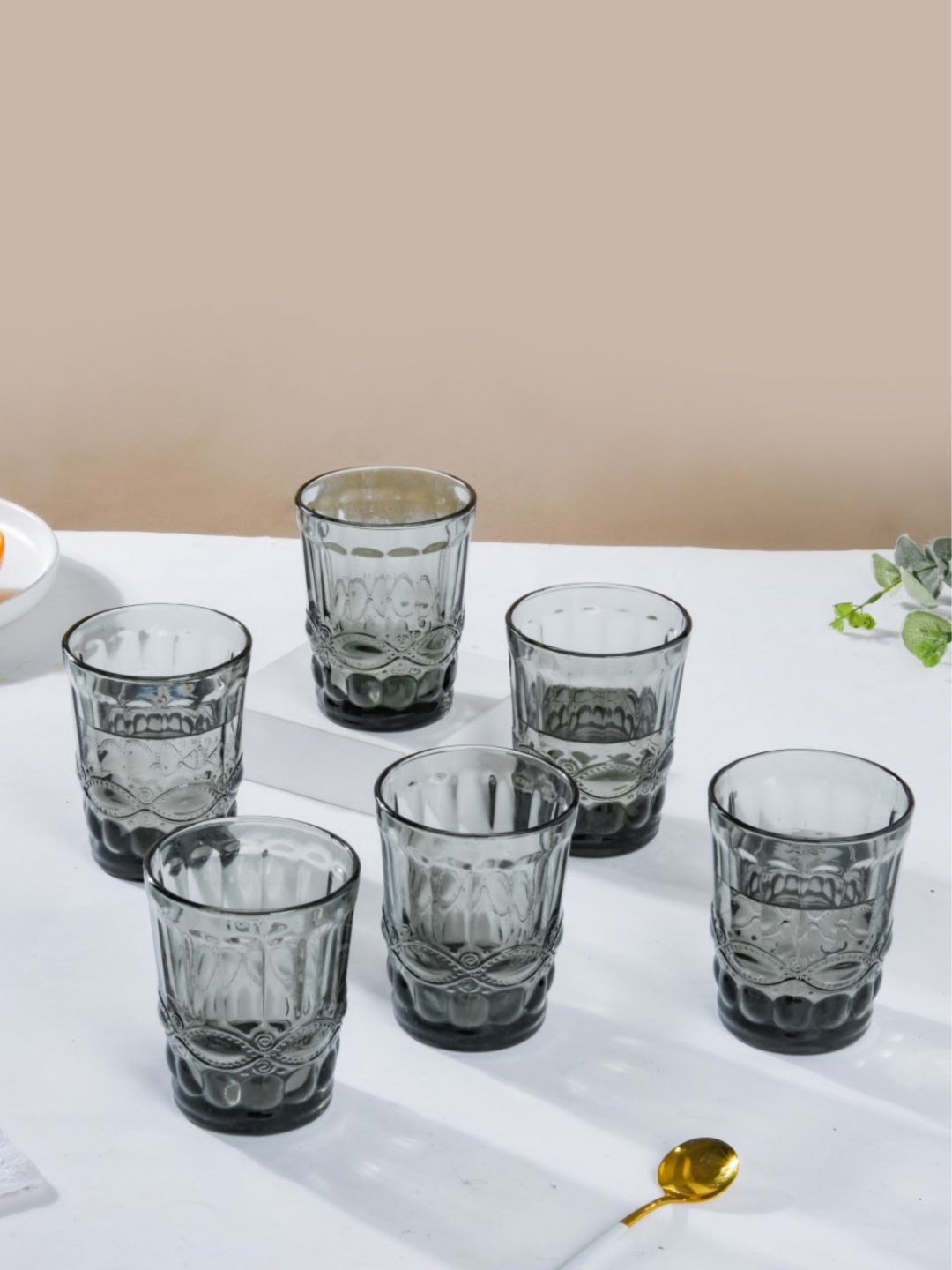 

Nestasia Everyday Set Of 6 Grey Textured Drinking Glasses 250 ml Each