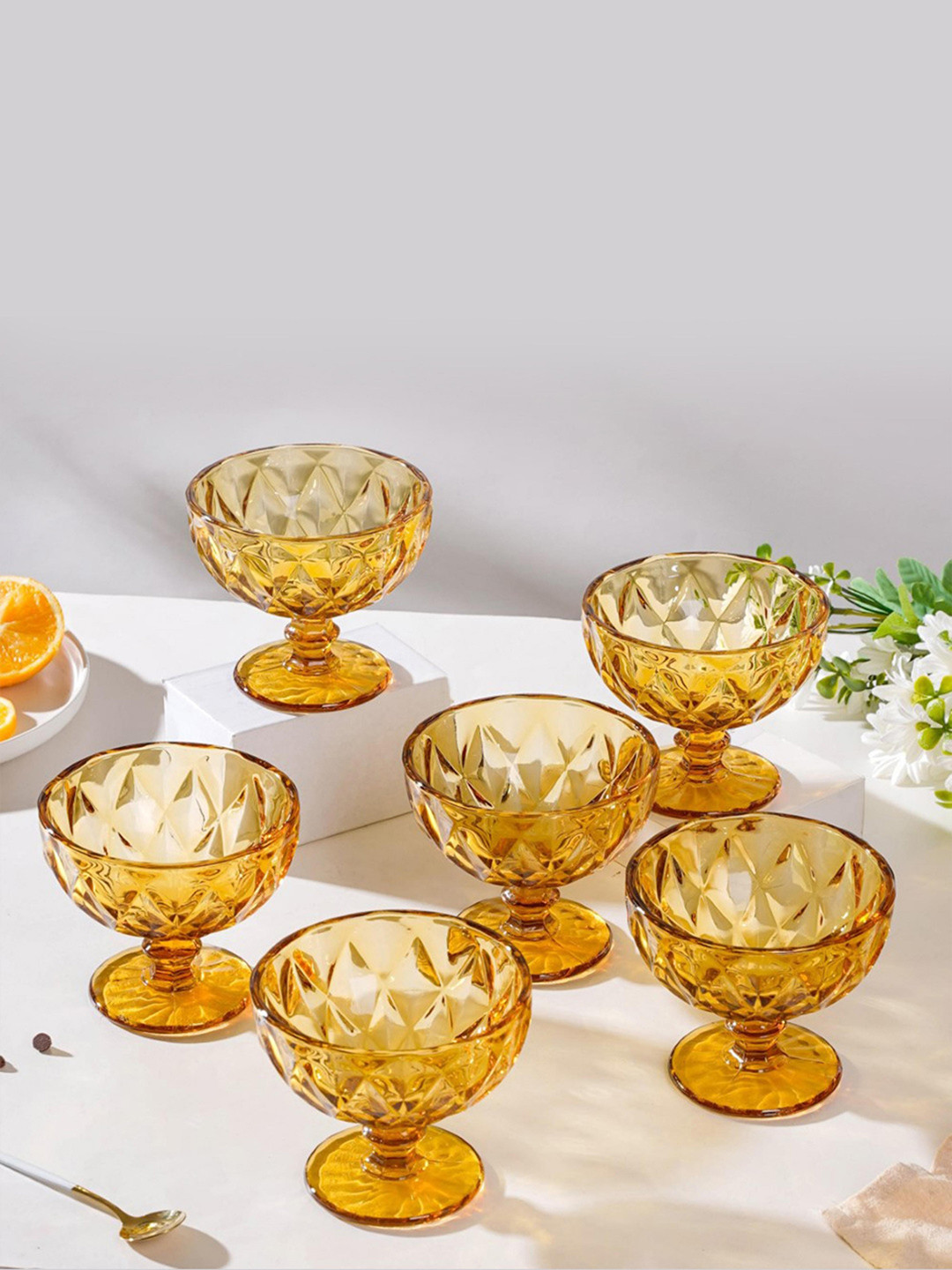 

Nestasia Amber Yellow Set Of 6 Dessert Serving Glass 300 ml Each