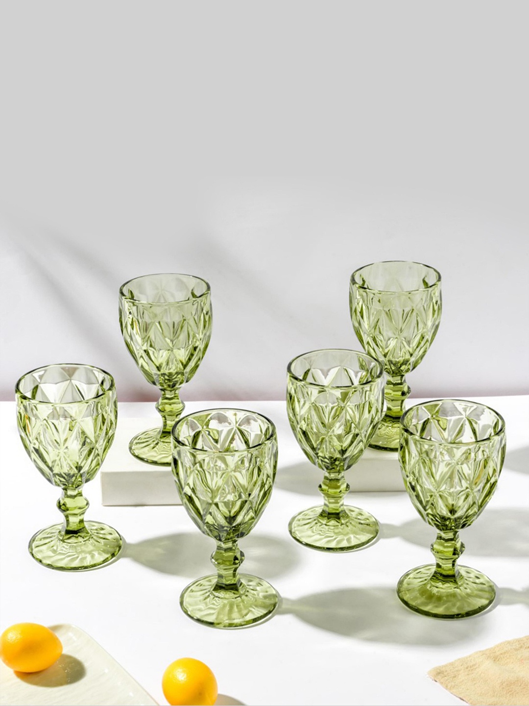 

Nestasia Set Of 6 Green Textured Drinkware Glasses 250 ml