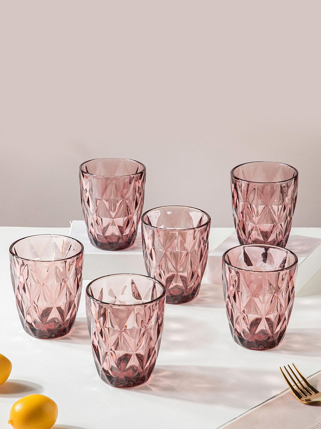 

Nestasia Set Of 6 Mauve Rose Crystal Tumbler - 250ml