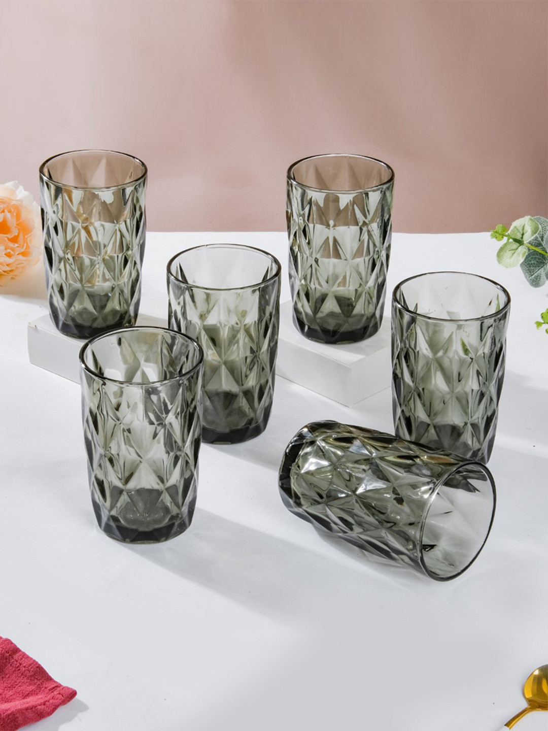 

Nestasia Set Of 6 Grey Textured Tumbler 350ml