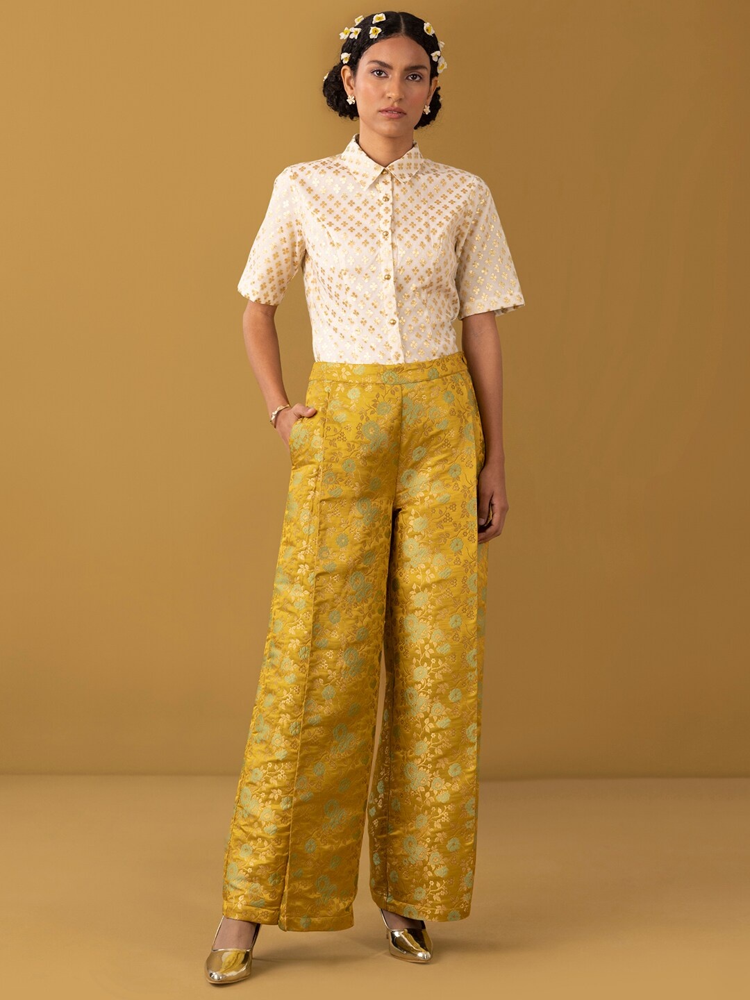 

Marigold by FableStreet Women Shirt with Palazzos, White