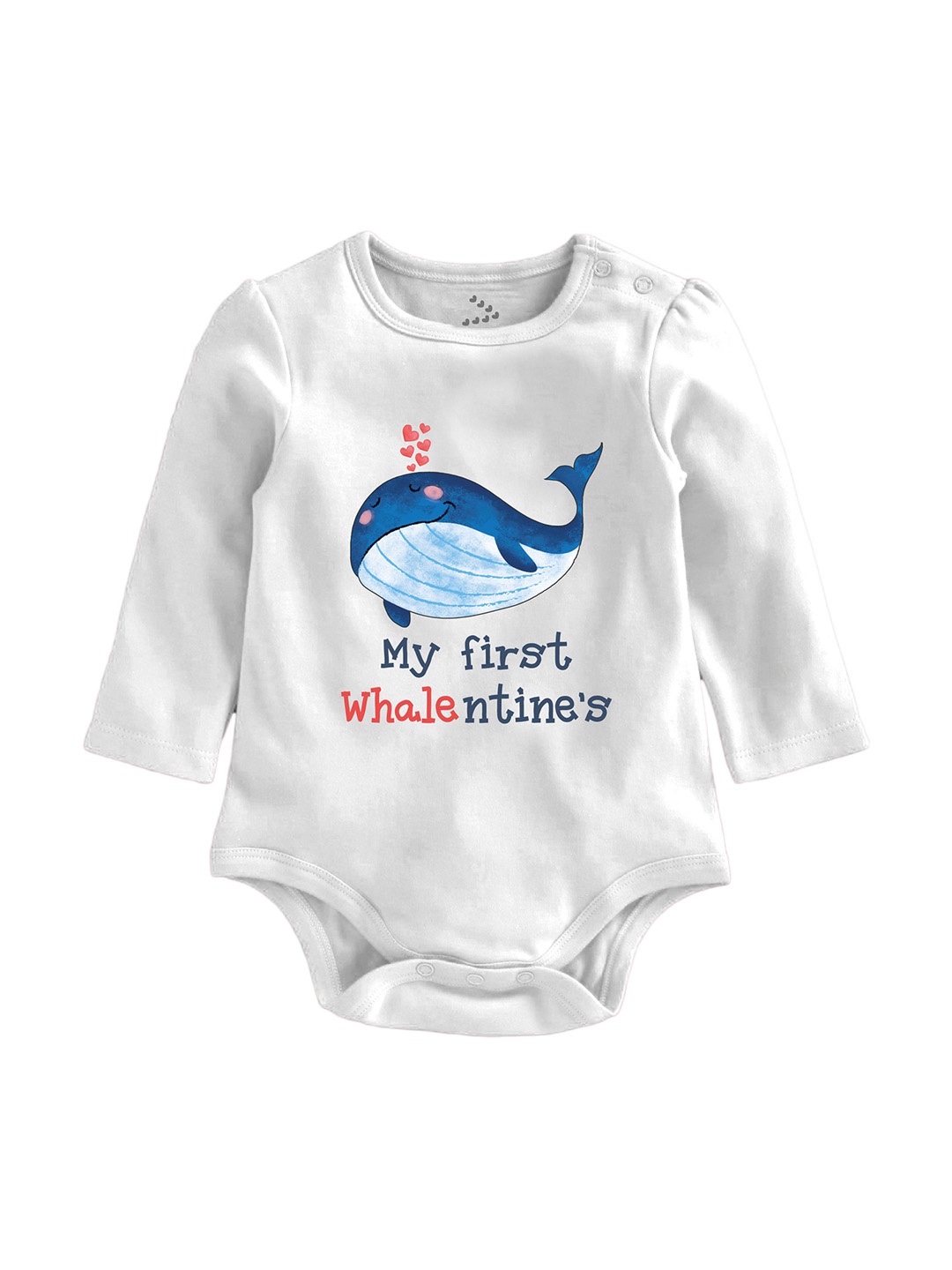 

Zeezeezoo Infants First Whalentine Printed Cotton Bodysuit, White