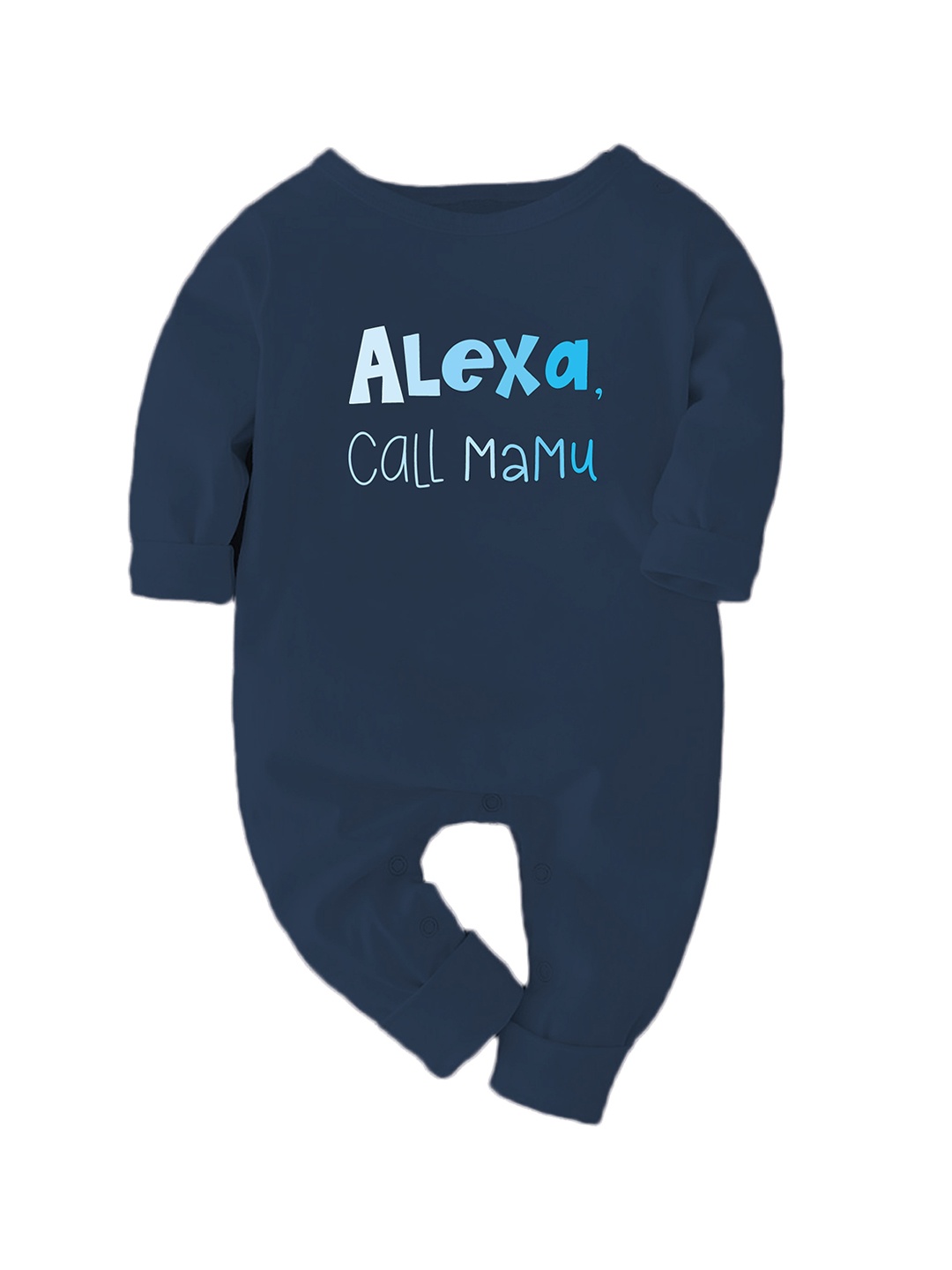

Zeezeezoo Infants Call Mamu Printed Pure Cotton Rompers, Navy blue